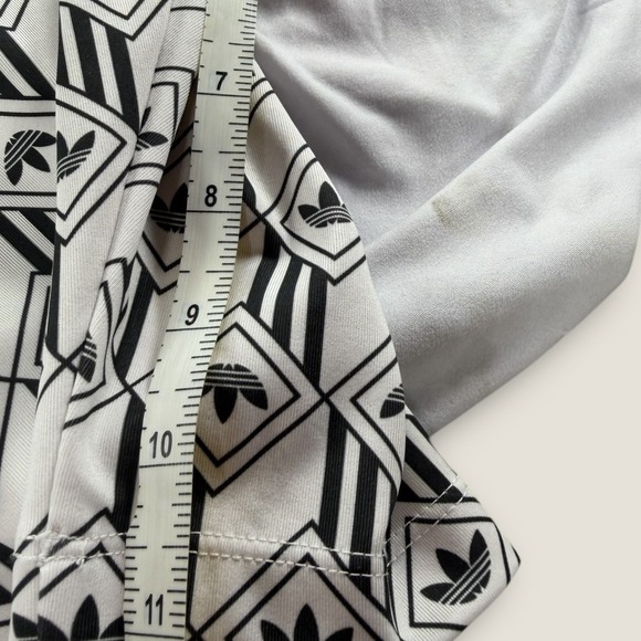 Adidas Originals Bike Shorts Large L Geometric Diamond Trefoil Black White - Picture 6 of 7